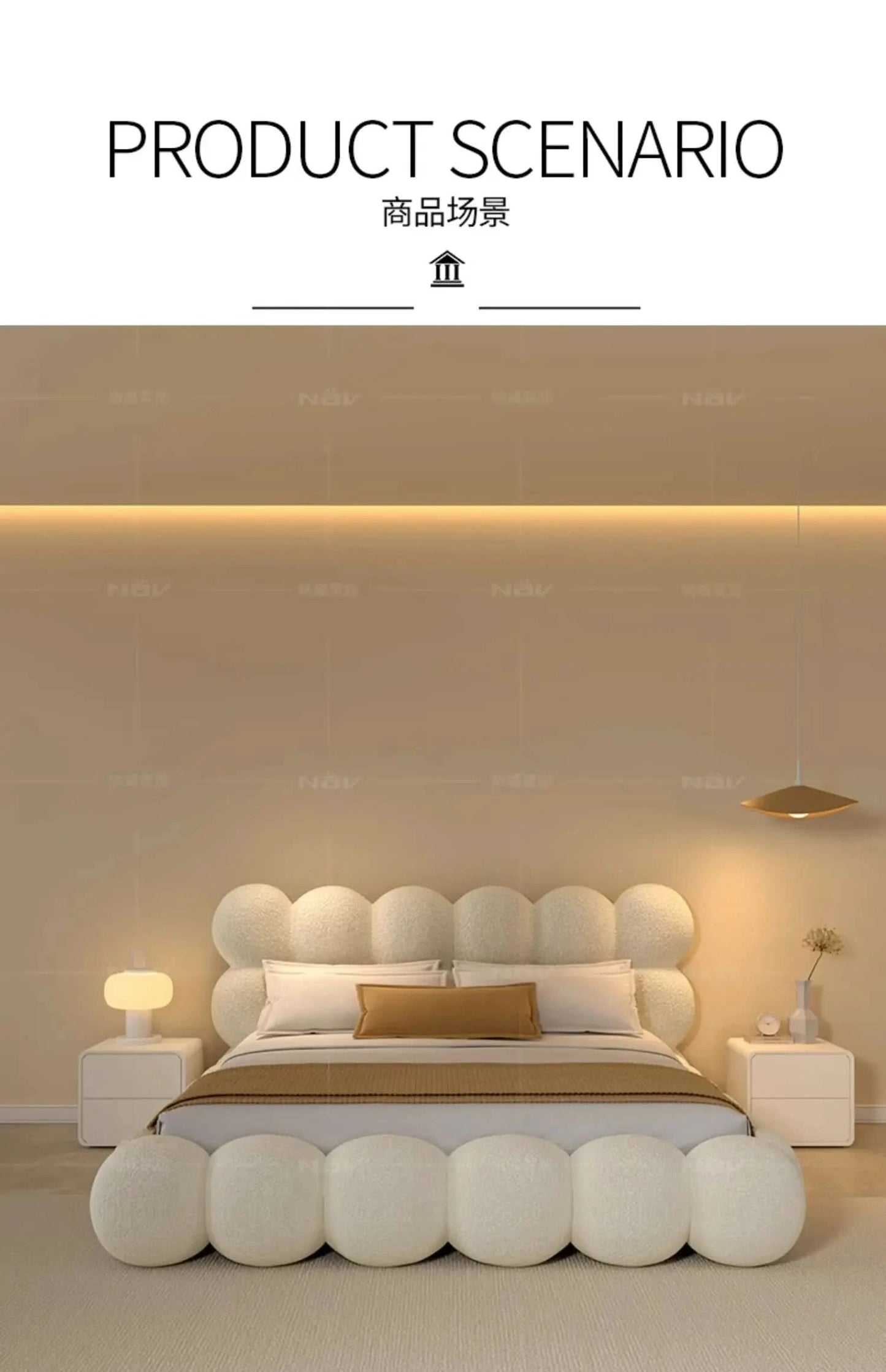 Beauty Cream Cloud Bed Large Size White Rectangle Minimalist Safe Bed Upholstery European Cama Matrimonial Home Furniture