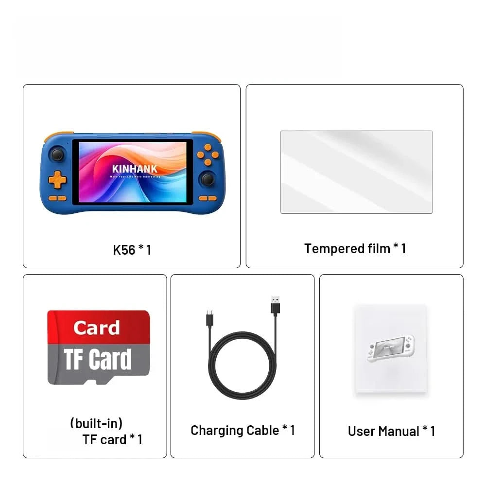 KINHANK K56 Handheld Game Console 5.5'' Touch Screen 50 Emulators for Android 14 PS1/PSP/DC/SS 5000mAh WIFI5 Retro Game Player