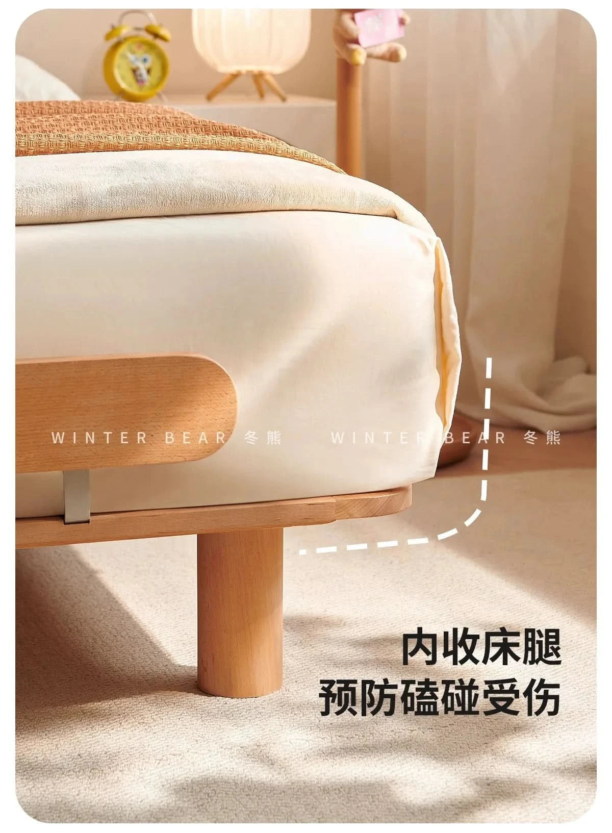 Boys and girls bed small apartment single bed 1.5 meters simple full solid wood tatami no bedside children's bed