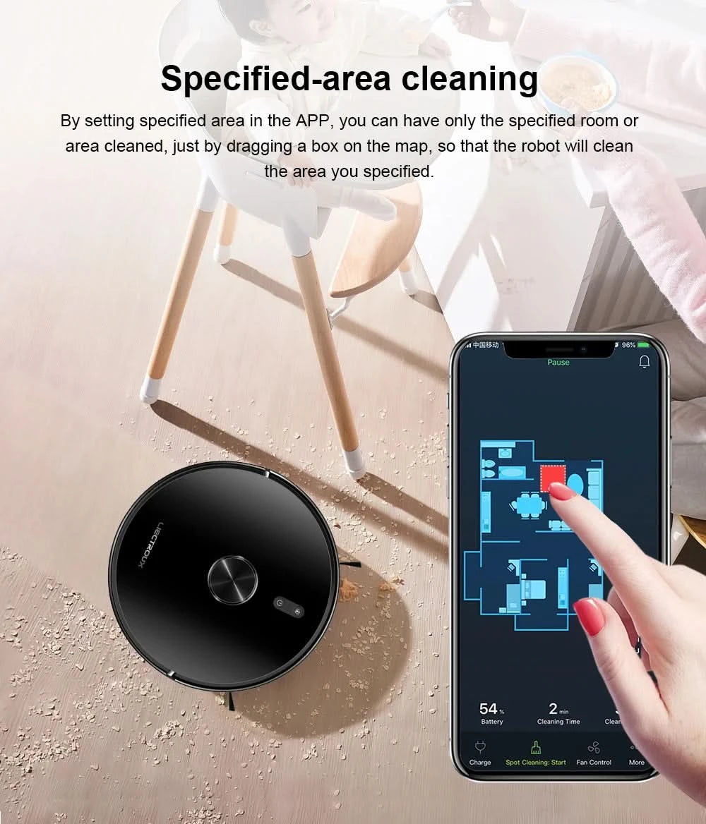 Liectroux/LILIN X6 Robot Vacuum Cleaner,Laser System,6500Pa,Smart Home Appliance,Restricted Area Map,Zone Cleaning for Carpet