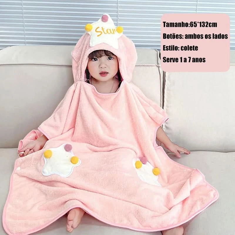 Toalha de Banho  Bebê Com Felpuda Capuz Infantil Recém Nascido com Orelhinha Menino e Menina 138*68cm --RISOVIT FTB0632