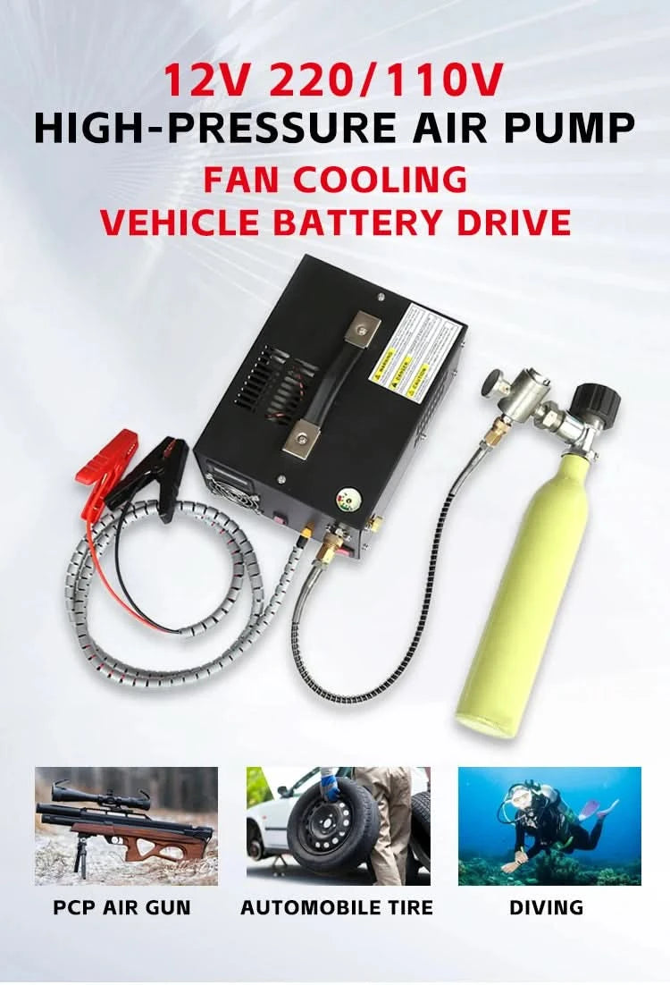 220V 12V Pcp Air Compressor 300Bar 4500psi Pneumatic Rifles Diving High Pressure Pump  30MPA PCP Shooting Pump Inflator