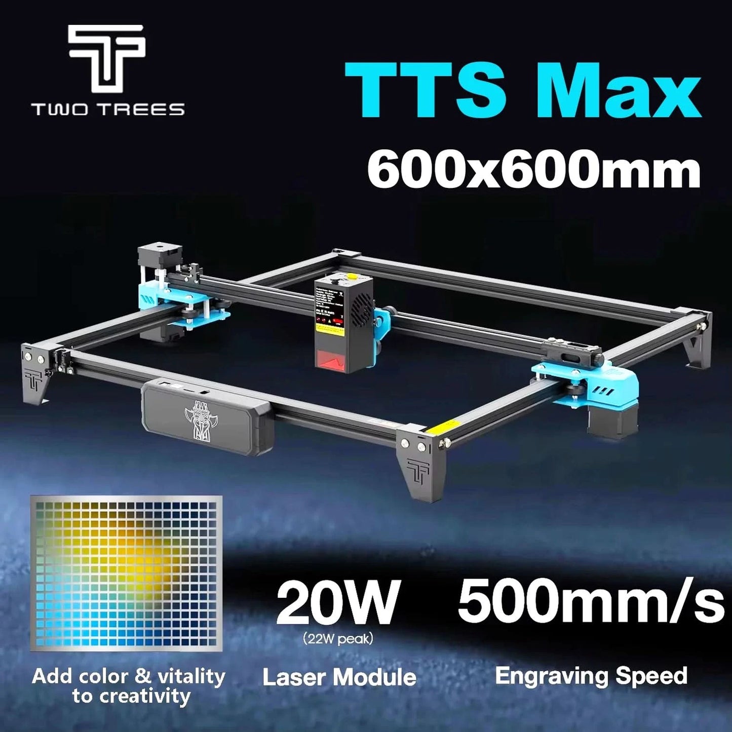 Twotrees TTS-20 Max Metal Laser Engraving Machine 600x600mm Work Area Laser Cutting Machine For Cutting MDF Acrylic Leather Wood