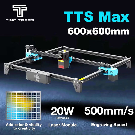 Twotrees TTS-20 Max Metall-Lasergravurmaschine 600x600mm Arbeitsbereich Laserschneidmaschine zum Schneiden von MDF Acryl Leder Holz