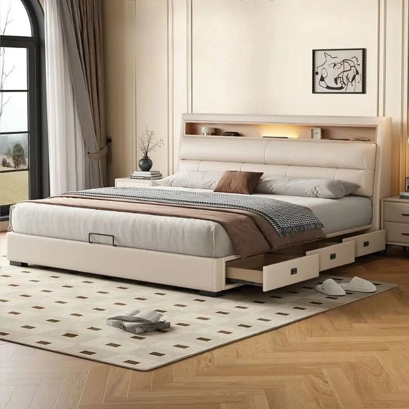 Bedsrooms Frame Beds Modern Headboard Storage Luxury Beds Multifunctional Unique Muebles Para El Hogar House Accessories