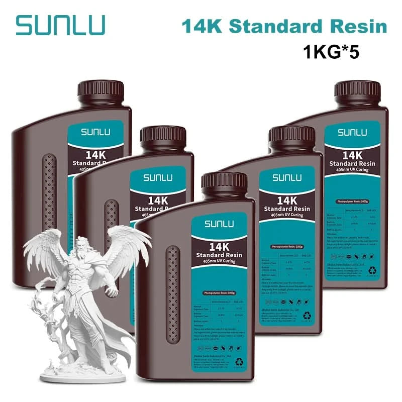 SUNLU 5KG Standard Plus/14K Standard Resin 1KG/Bottle 405nm Rapid UV-Curing Photopolymer Resin For LCD 3D Printer Material