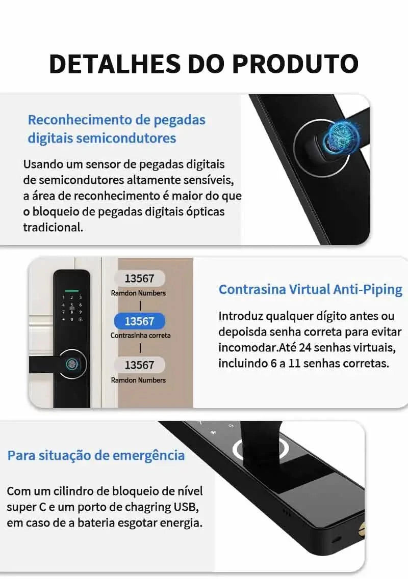 Do Brasil Tuya wifi Digital Electronic Door Lock App Remote Unlocking Fingerprint Door Lock for home house apartment