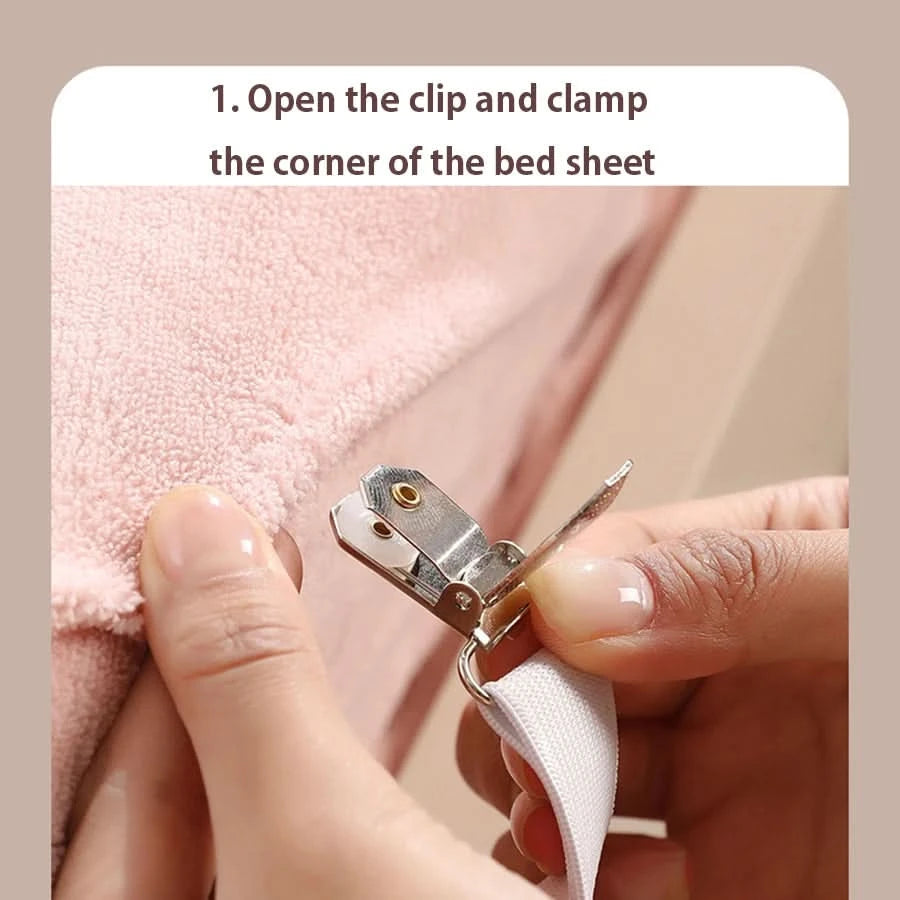 Bed Sheet Clips Adjustable Bed Sheet Holder Straps Set of 4 Elastic Fitted Bedding Clips Fasteners for Home Hotel