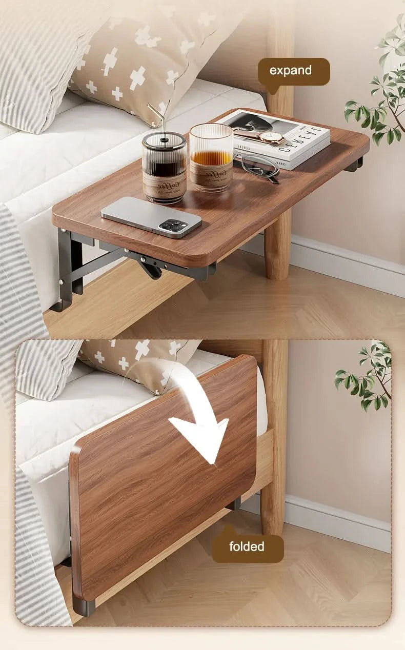Foldable Collapsible Organizer Attachable Bedside Shelf Table Under Bed Mat Dorm Bunk Bed Storage for College Space Save
