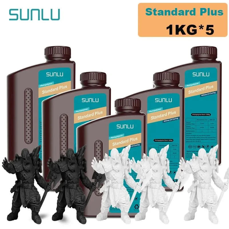 SUNLU 5KG Standard Plus/14K Standard Resin 1KG/Bottle 405nm Rapid UV-Curing Photopolymer Resin For LCD 3D Printer Material