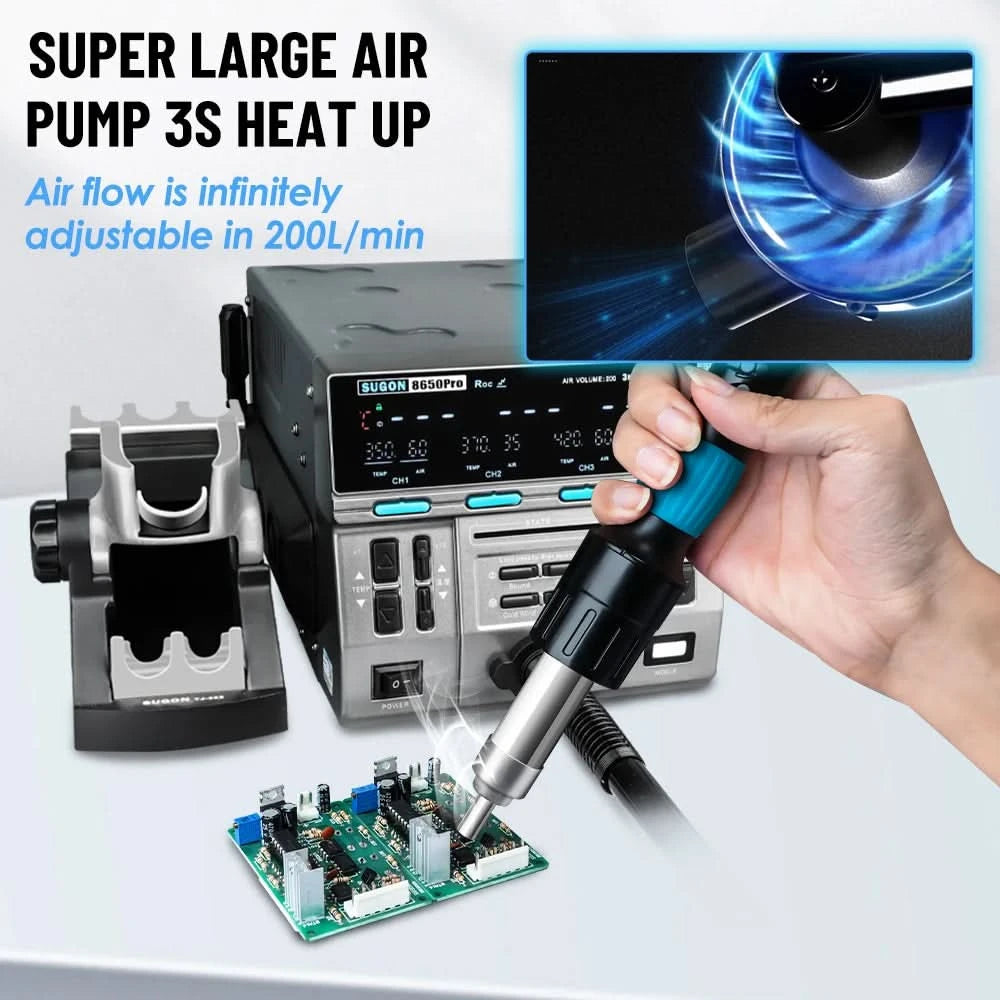 SUGON 8650pro 1300W Hot Air Rework Station 3 Mode Digital Display Intelligent BGA Rework Station For BGA PCB Chip Repair Tool