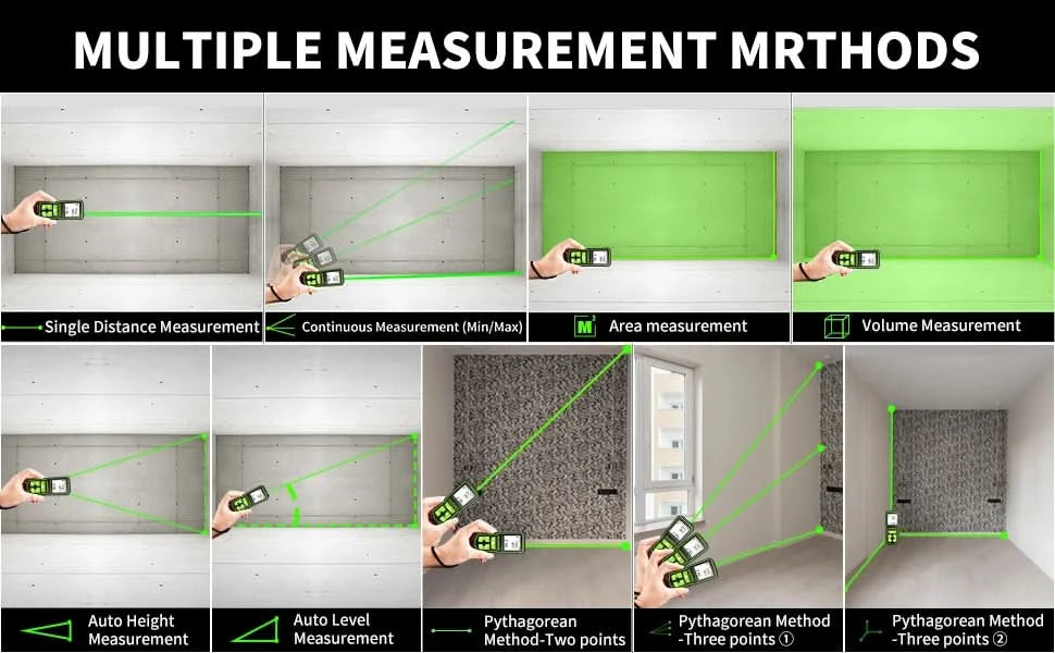 Huepar Laser Rangefinder Digital Laser Distance Meter  Measure 60M 100M 120M Trena Laser Tape Range Finder Green Beem