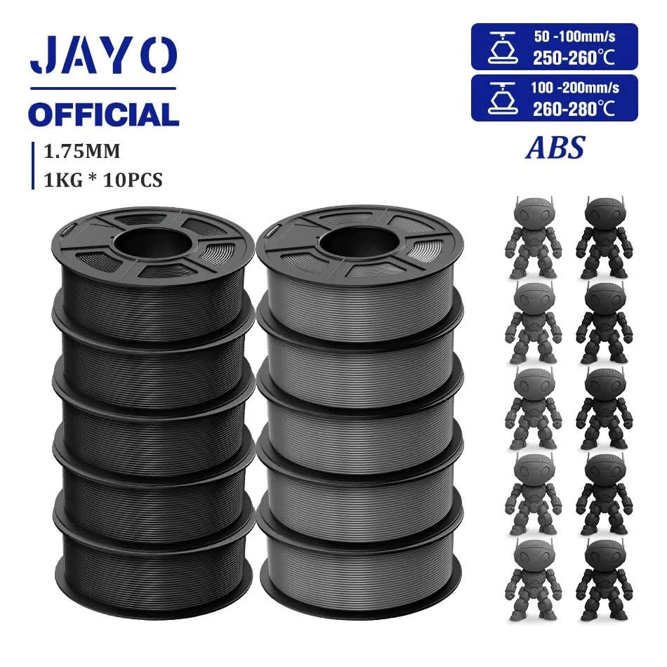 JAYO ABS Filament 1.75mm 3D Printer Filament 10Rolls For FDM 3D Printers 3D Pen Filament Refills 1KG/Roll 3D Printing Materials