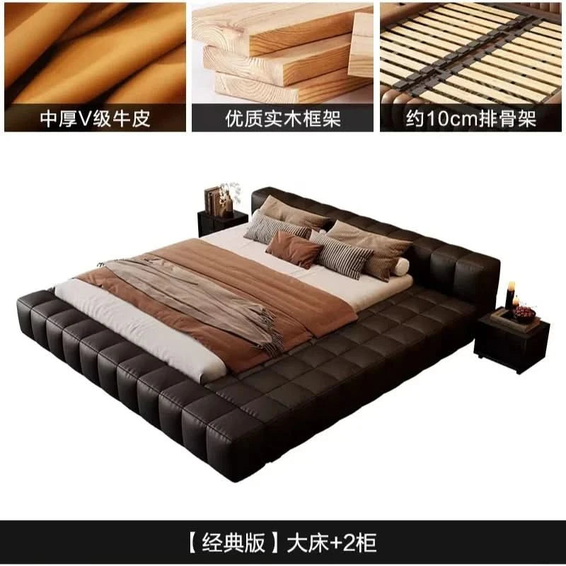 Double bedroom beds full size bed frame bedroom furniture Home 150x200 180x200 cm Luxury modern leather wedding bed 2 people