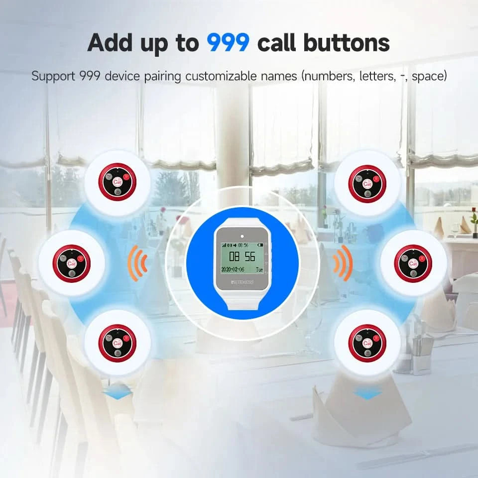 Retekess Wireless Calling System Restaurant Pager TD108 Waterproof Watch Receiver T117 Waiter Call Buttons For Hookah Cafe Bar