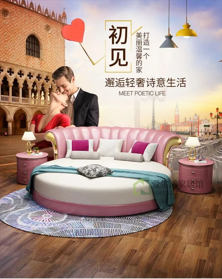 Bedroom Unique Beds Storage Cabinets Nordic Full Size Round Bed Frame Headboard Upholstery Muebles Para El Hogar Furnitures