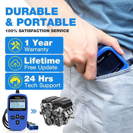 VDIAGTOOL VD10 OBD2 Scanner Diagnostic Tool Automotive Scanner With I/M Readiness Code Reader Check Engine Lifetime Free Update