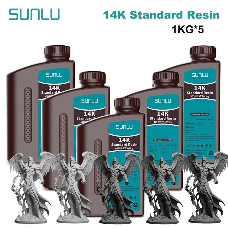 SUNLU 5KG Standard Plus/14K Standard Resin 1KG/Bottle 405nm Rapid UV-Curing Photopolymer Resin For LCD 3D Printer Material