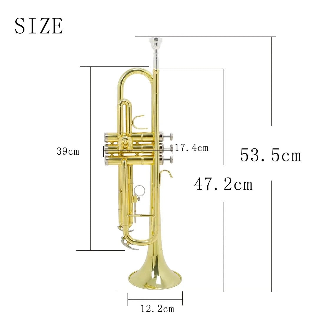 SLADE Bb Trumpet Brass body Gold-Plated B Flat Trumpet Professional Performance Brass Musical Instrument with Case Mouthpiece