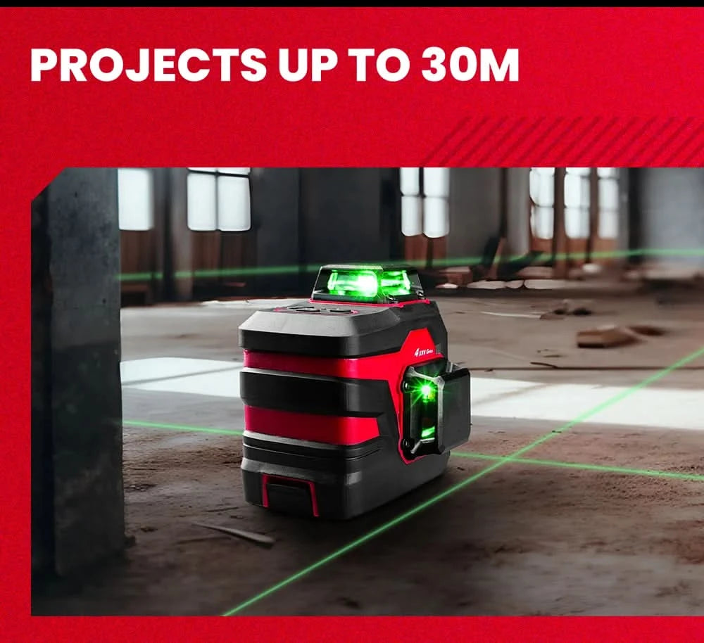 YEVOLT Laser Level Green 12/16-Line 3/4-Plane Self-leveling 360 Horizontal & Vertical Accurate Measuring Tool-YVGLL4XS-Series
