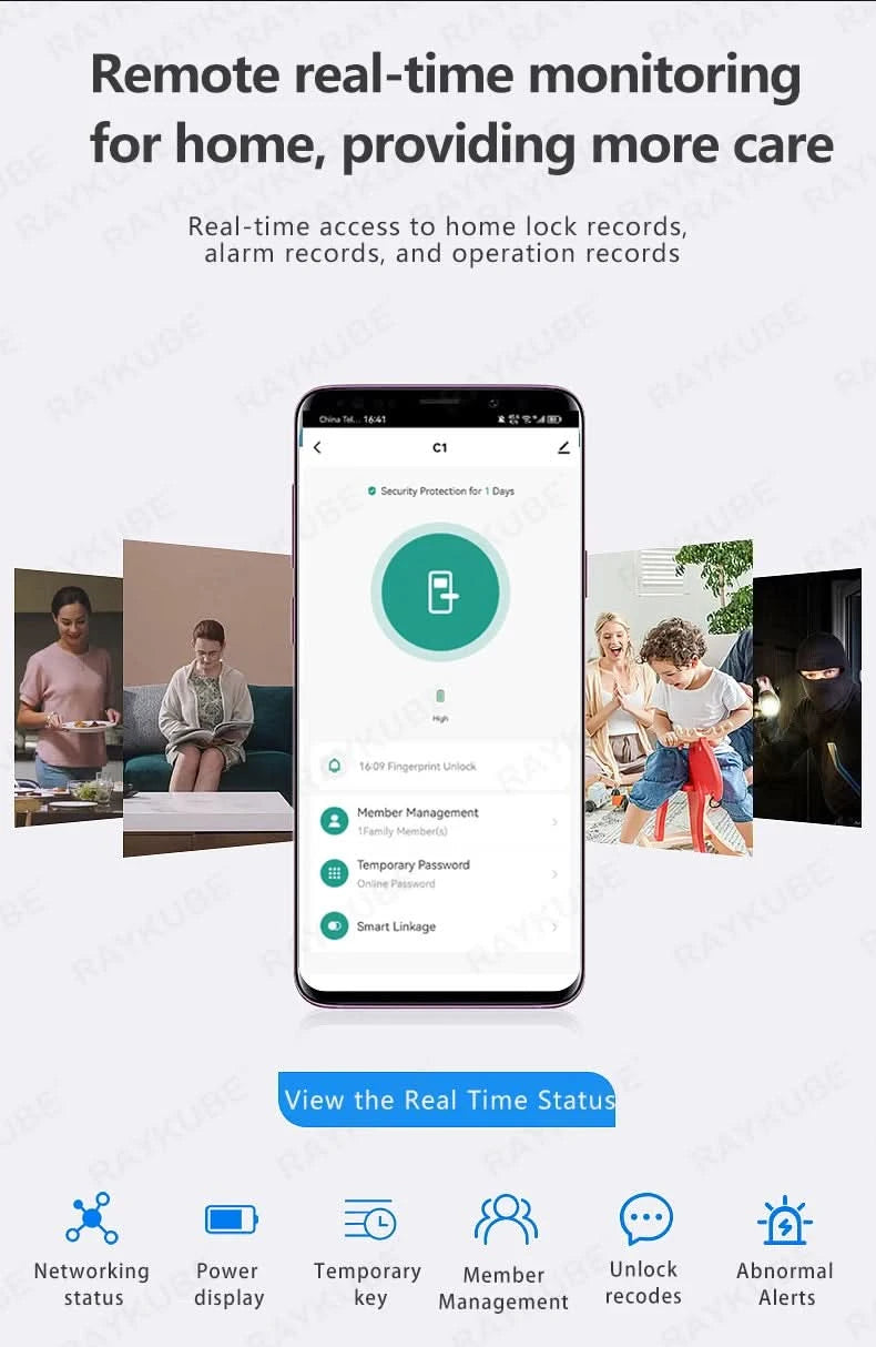 Do Brasil RAYKUBE K12 With lithium Rechargeable Batteries Tuya WiFi Camera Electronic Lock 3D Face Fingerprint Smart Door Lock