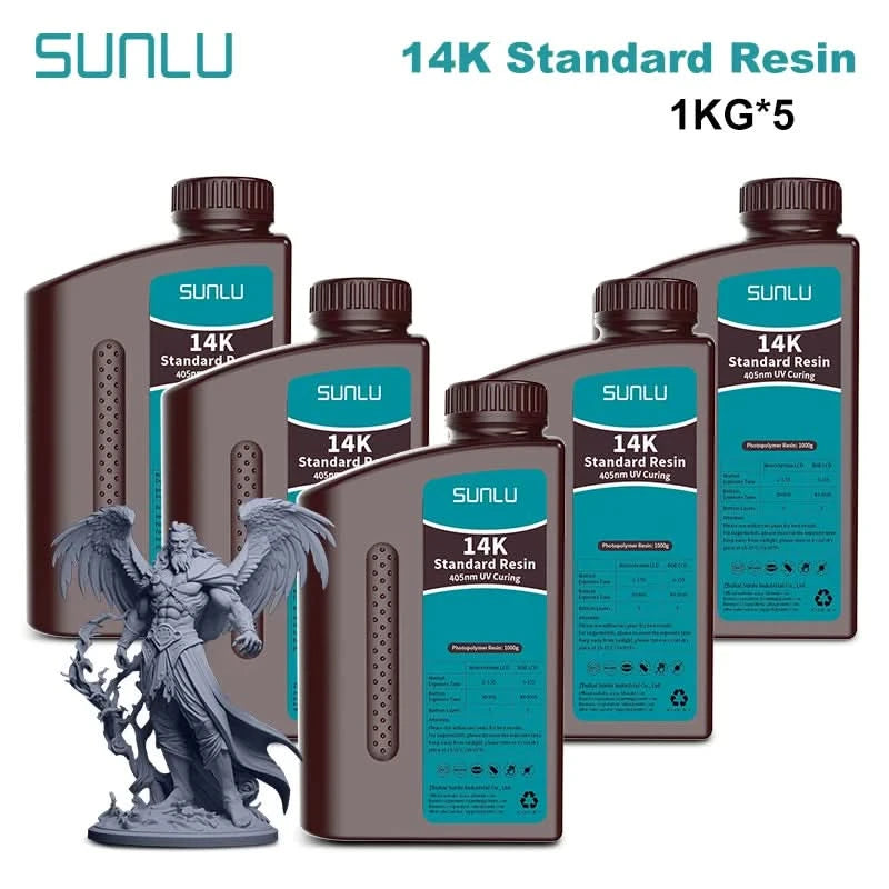 SUNLU 5KG Standard Plus/14K Standard Resin 1KG/Bottle 405nm Rapid UV-Curing Photopolymer Resin For LCD 3D Printer Material