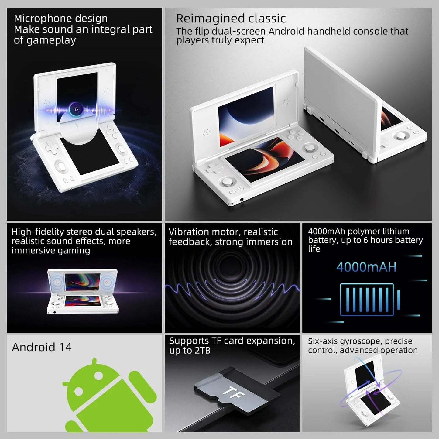 Anbernic RG DS Retro Video Game Console Android 14 4 Inch IPS Dual Multi-touch Screen Flip Game Player RGDS For Christmas Gift