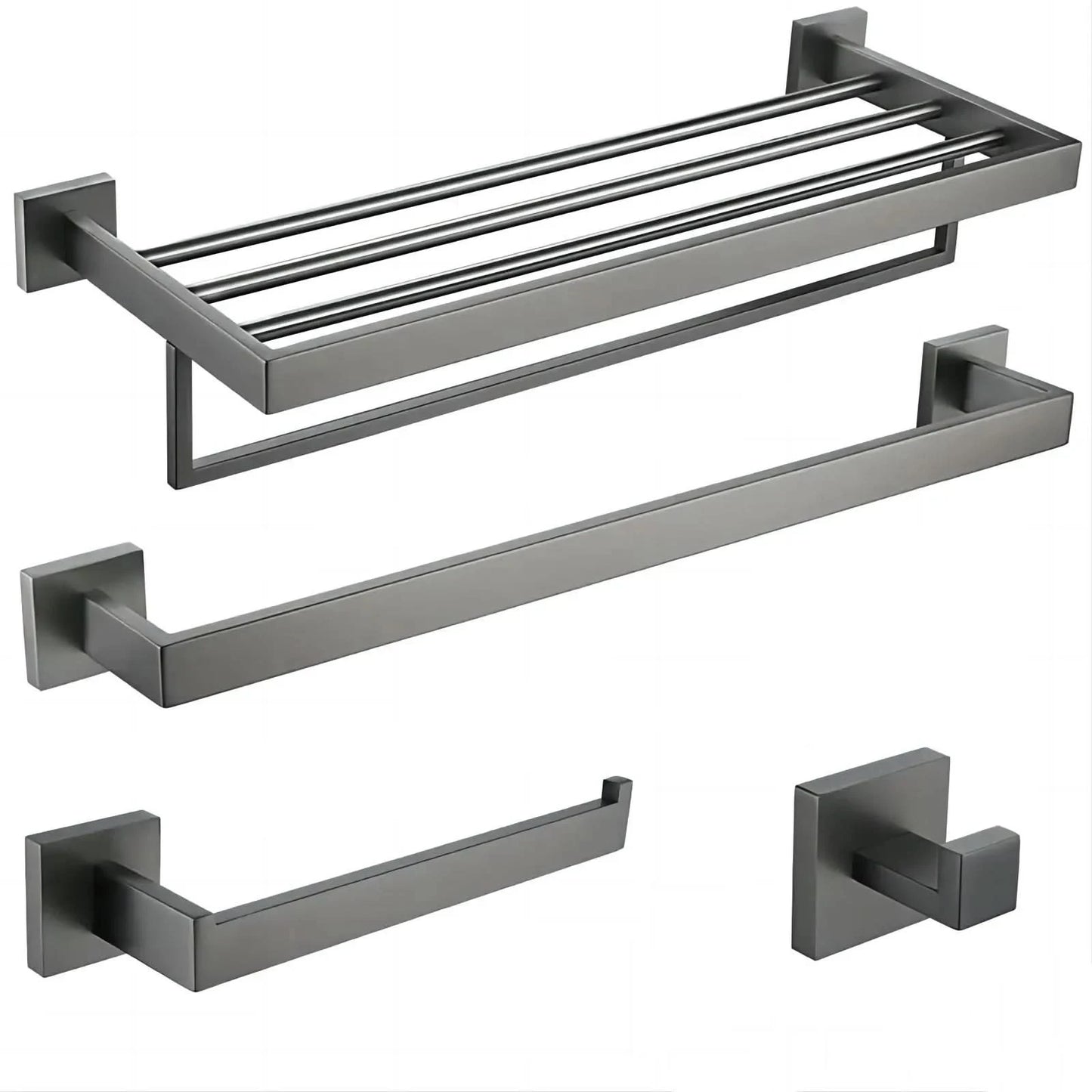 Gunmetal Stainless Steel Bathroom Accessorie Hardware Towel Rack,Toilet Paper Holder, Robe Hook, Towel Bar