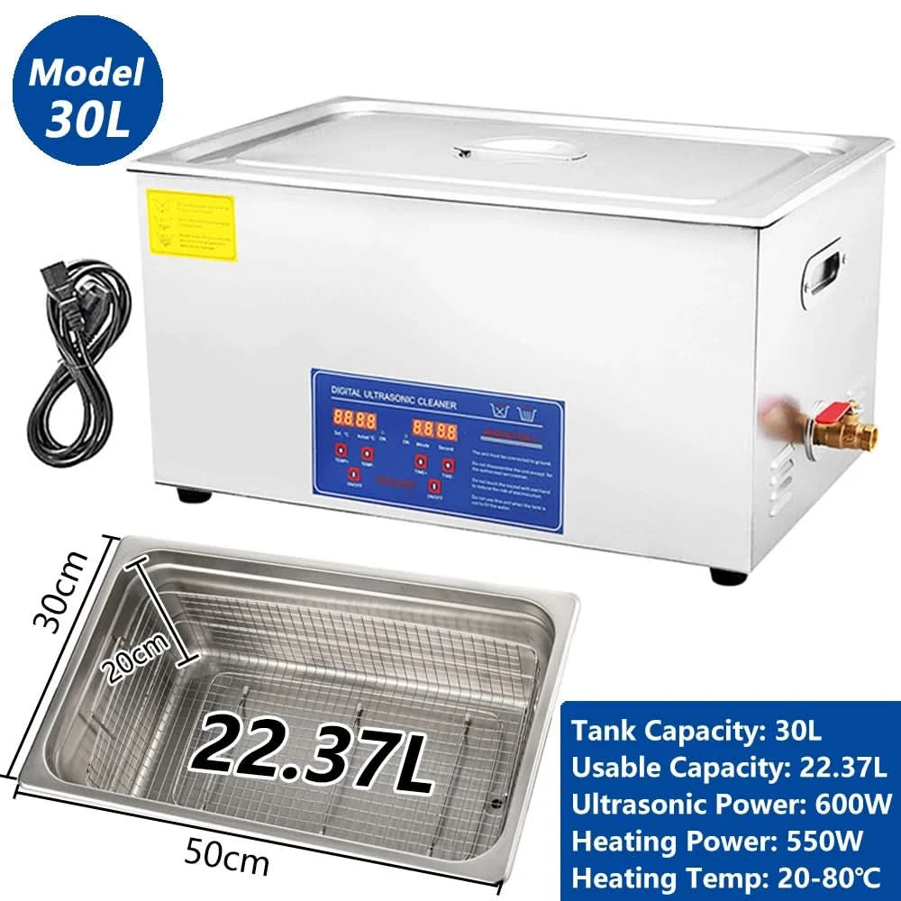 2/3/6/10L/30L Digital Heating Ultrasonic Cleaner 220V 40KHZ Stainless Steel Ultrasound Cleaning Machine Home Appliance