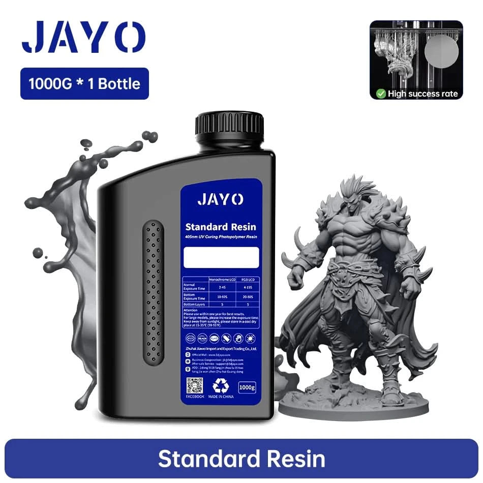 JAYO UV Resin ABS Like/Standard/Plant based/Nylon Like/Water-Wash 1KG 405nm Liquid Rapid UV Curing For LCD 3D Printing Material