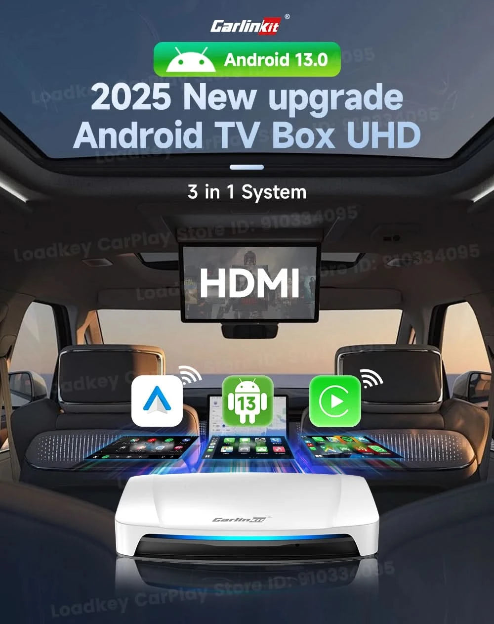 Carlinkit HDMI Output Car Tv Mate Carplay Qualcomm 6225 8-Core Android Auto Wireless Adapter Support Youtube Gps Split Screen