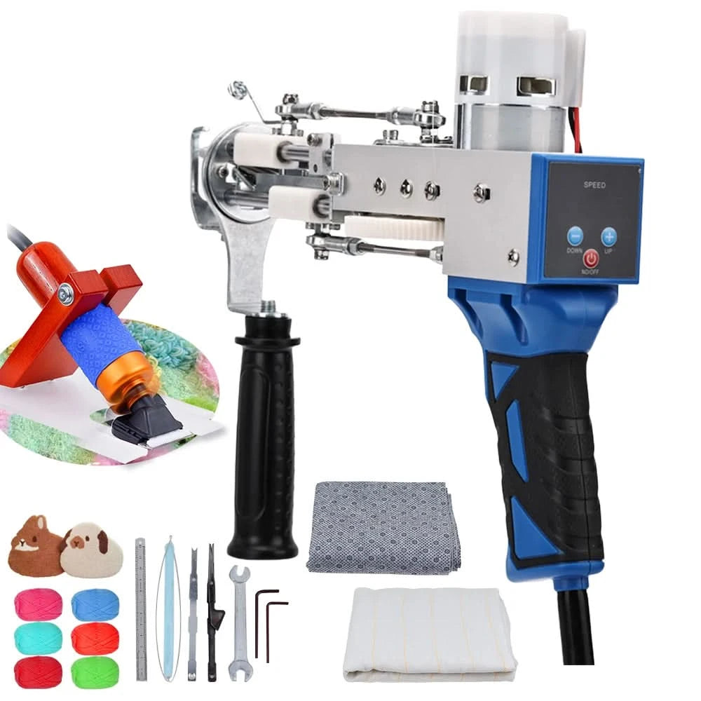 2 in 1 Tufting Gun Set Electric Touffing Pistol,7 – 21mm Tufting Pisto, with Wool Yarn and Tufting Canvas,Trimmer for Beginners