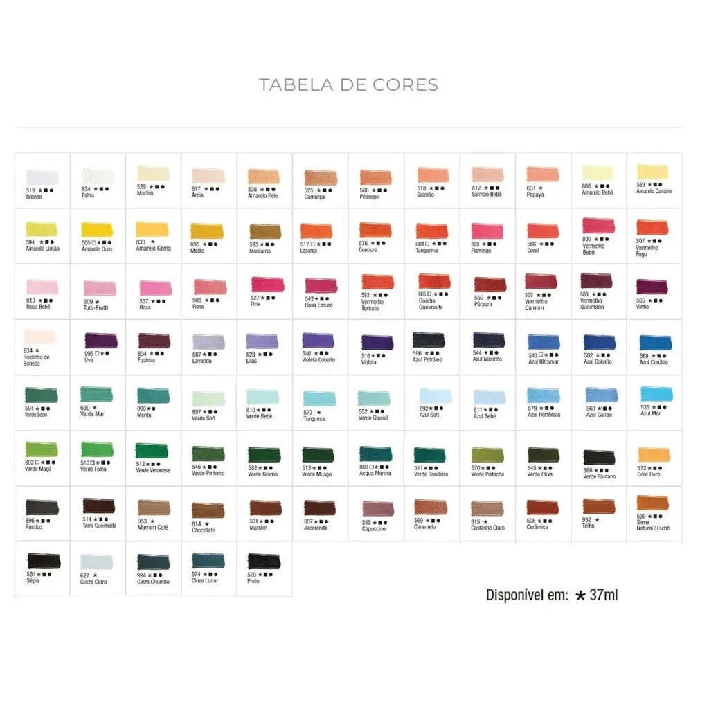 Kit Of 12 Acrilex Fabric Paints 37ml Choose Colors For Crafts And Sewing