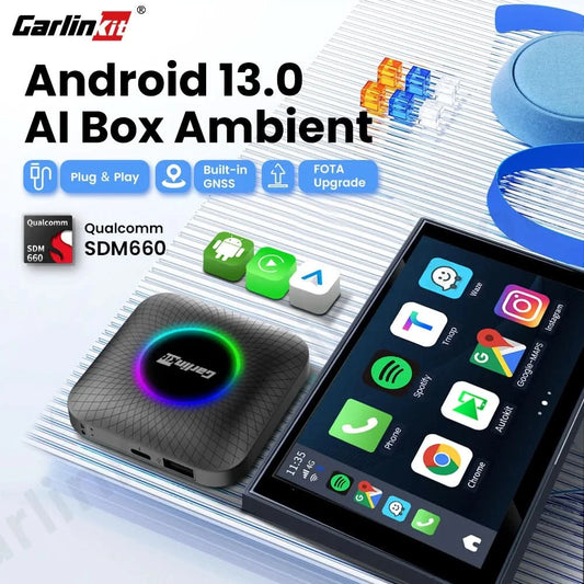 Carlinkit SDM660 Aibox Android 13 USB-A CarPlay Android Auto Wireless Adapter Support Online Video Spotify Netfilx Ble Wifi