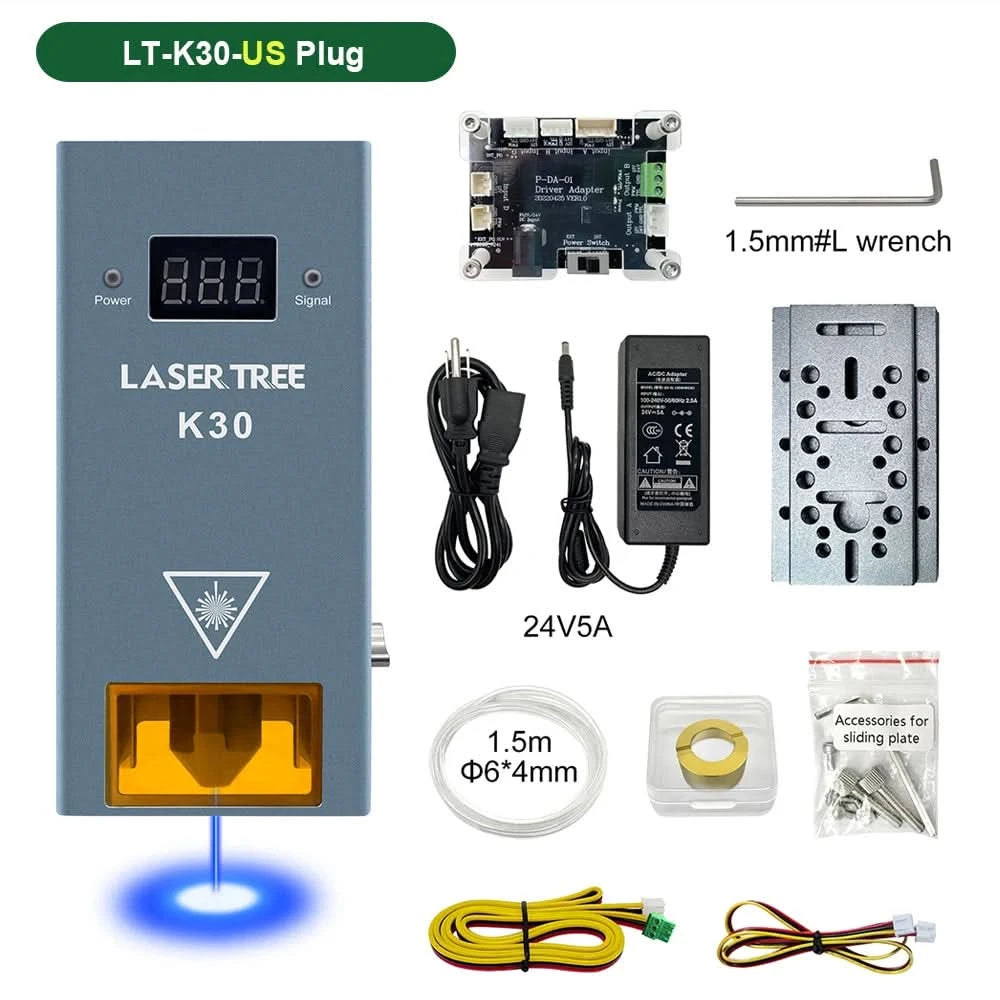LASER TREE Laser Module 10W/20W/30W/40W Optical Power with Air Assist Laser Head TTL Blue Light for Engraver Cutting Wood Tools