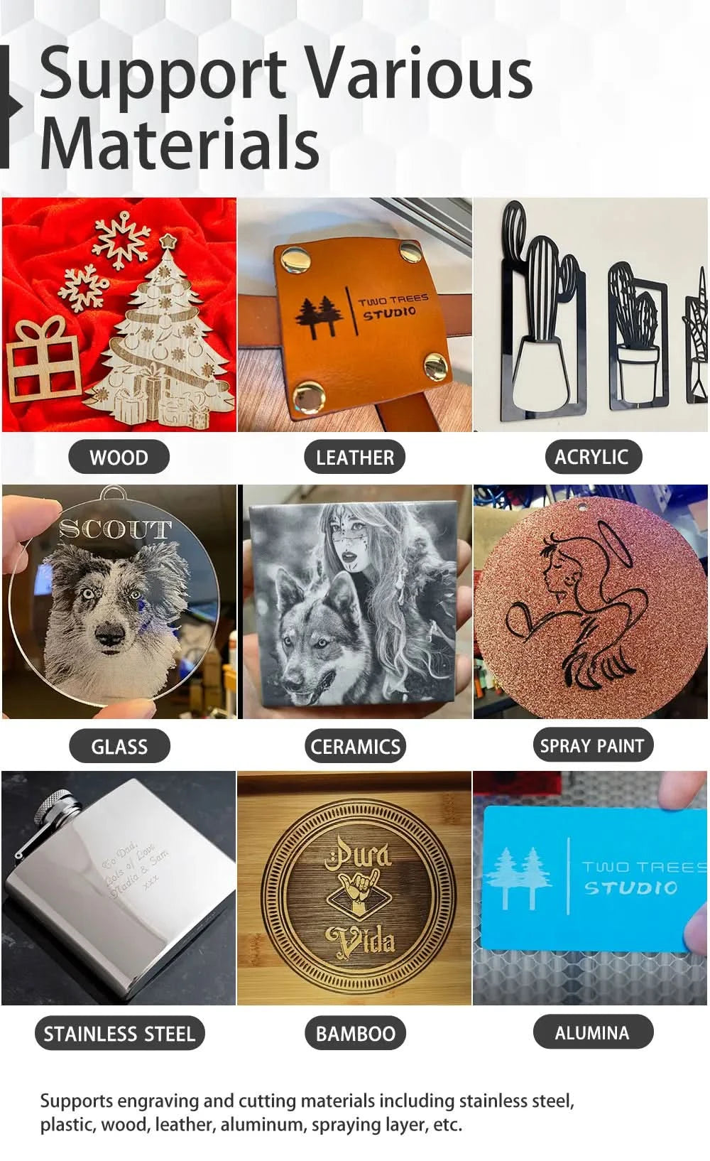 TWOTREES TS2 Metal Laser Engraving Machine 22W Laser Cutting 12mm Wood Acrylic Engraving Size 410*410mm