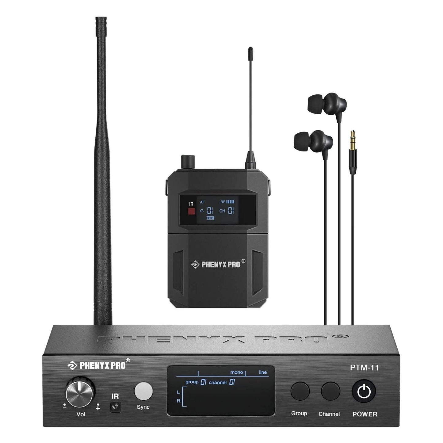 UHF Mono Wireless In-Ear Monitor System w/1 Loop Output,Separate Outputs Suitable for Band and Studio Phenyx Pro PTM-11