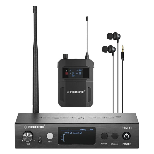 UHF Mono Wireless In-Ear Monitor System w/1 Loop Output,Separate Outputs Suitable for Band and Studio Phenyx Pro PTM-11