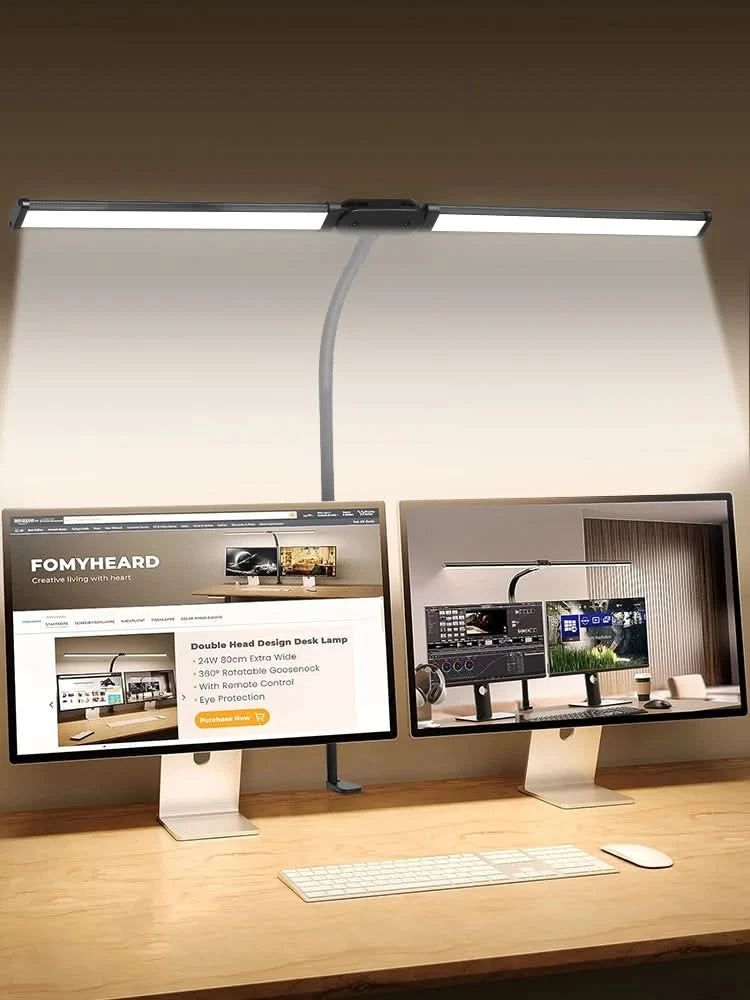 Clip Table Lamp Led Monitor Light Stand USB 3 Color Modes and 10 Dimmable Reading Lights for Study Office Double Head Desk Lamp