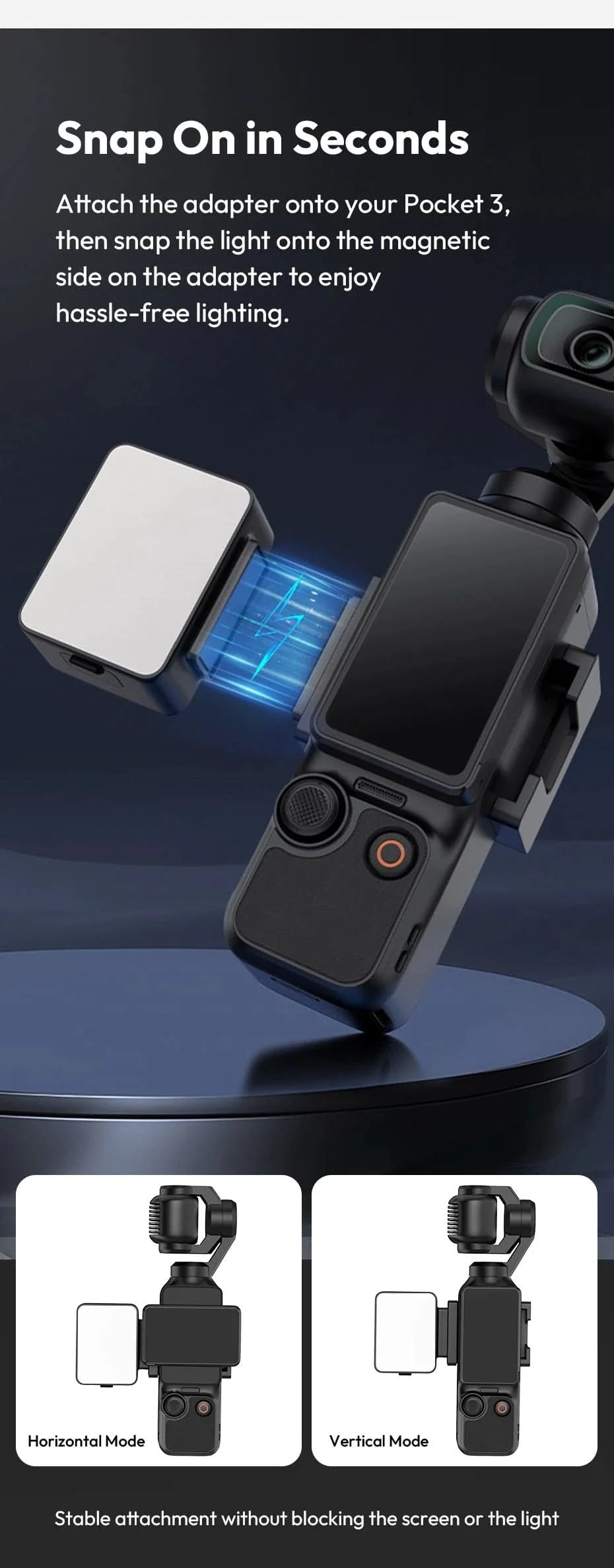 Ulanzi LM001 Pocket 3 Mini Light 3-Level Soft Light for DJI OSMO Pocket 3 for Photography Livestreaming Vlog LED Video Light