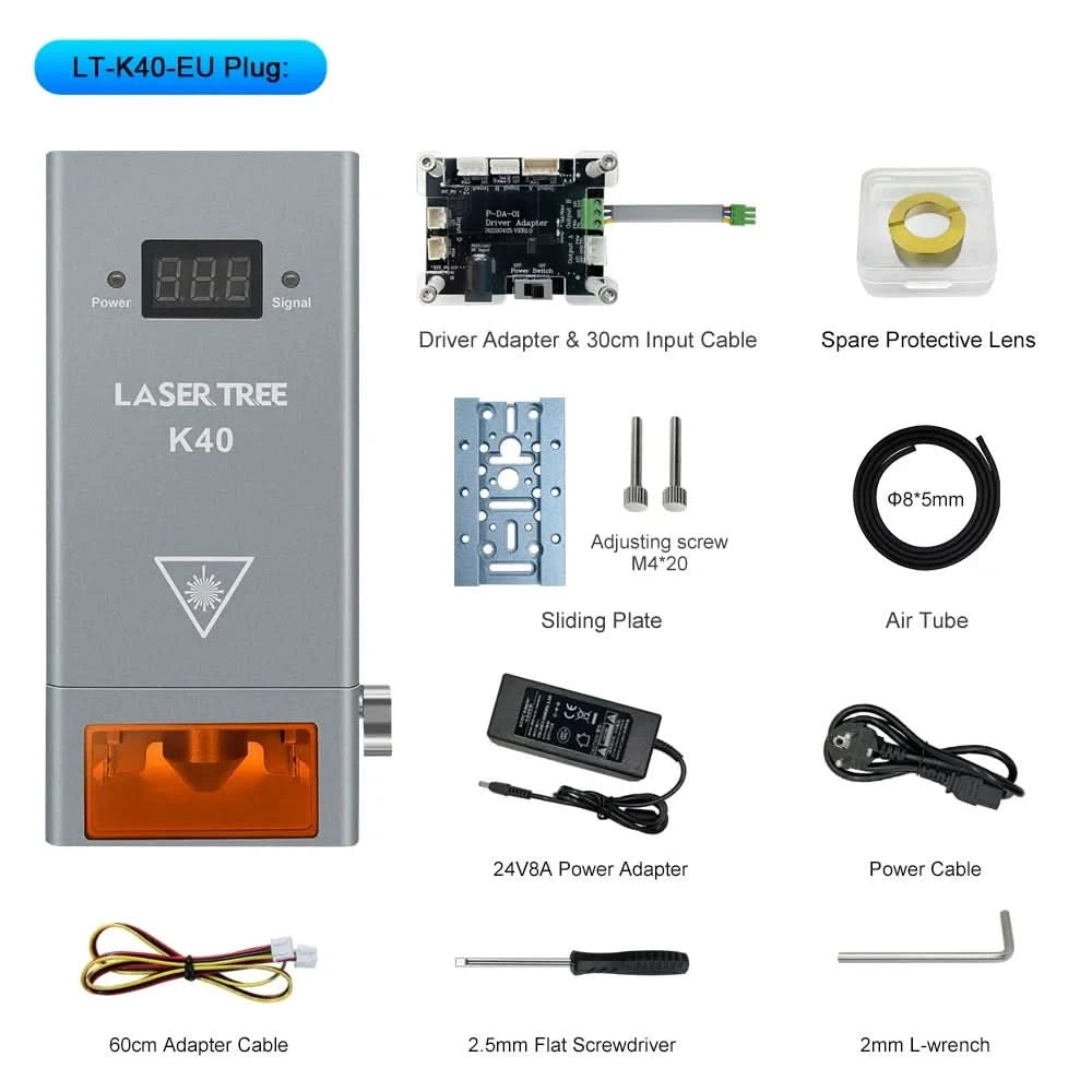 LASER TREE 10W 20W 30W 40W Optical Power Laser Head with Air Assist 450nm Blue Light TTL Module for Laser Engraving Cutting Tool