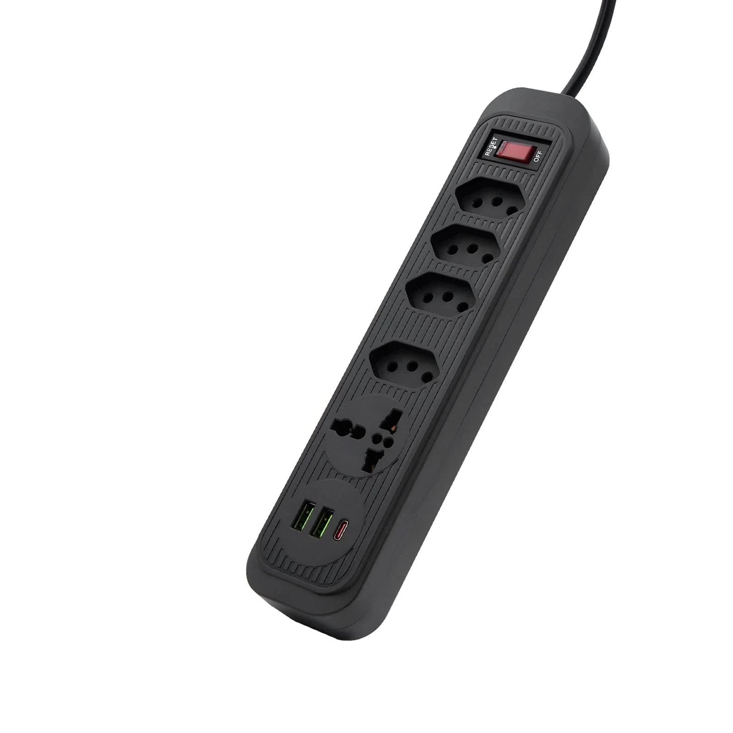 Extensão De 4 Tomadas Com 3 Usb Branco Bivolt 2 Metros Preto, Extensão Tomada,Suporte a Tensão de 110-220V, Potência de 2500W，