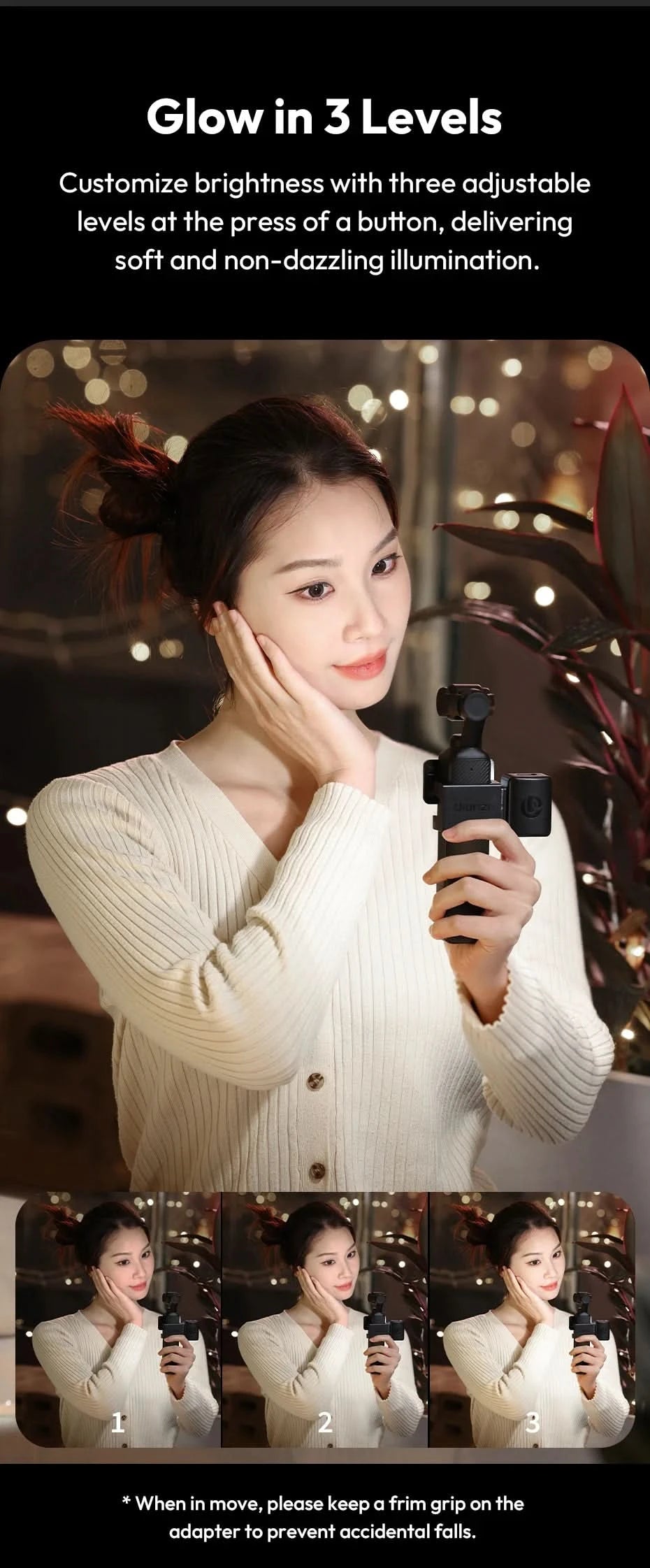 Ulanzi LM001 Pocket 3 Mini Light 3-Level Soft Light for DJI OSMO Pocket 3 for Photography Livestreaming Vlog LED Video Light