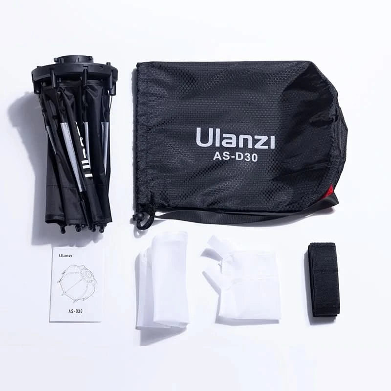 Ulanzi AS-D30 30cm Octagonal Softbox Mini Bowens Mount Quick Release Honeycomb Grid Softbox for Ulanzi LT028 LT005 COB Light