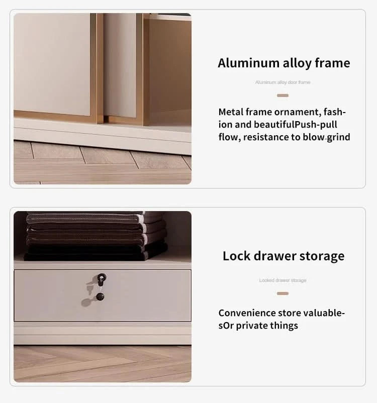 Sliding Door WardrobeNordic Modern Home Furniture Bedroom Desk Dresser In One Combination Light Luxury Corner Wardrobe furniture