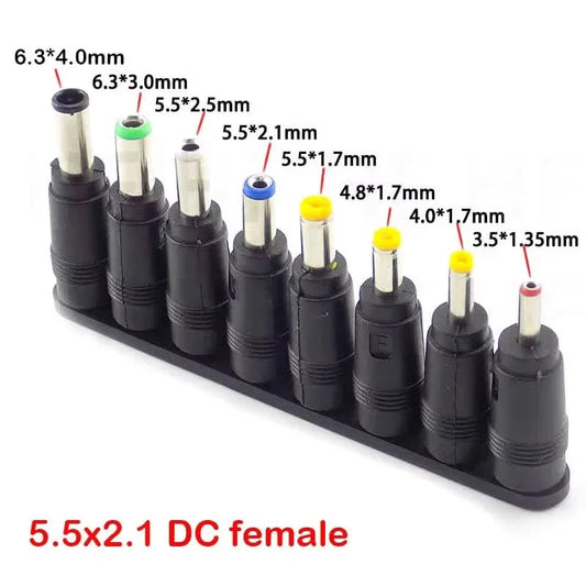 8Pcs AC DC 5.5X 2.1 MM Female Jack Plug Adapter Connectors TO 6.3 6.0 5.5 4.8 4.0 3.5mm 2.5 2.1 1.7 1.35mm Male Power Adaptor