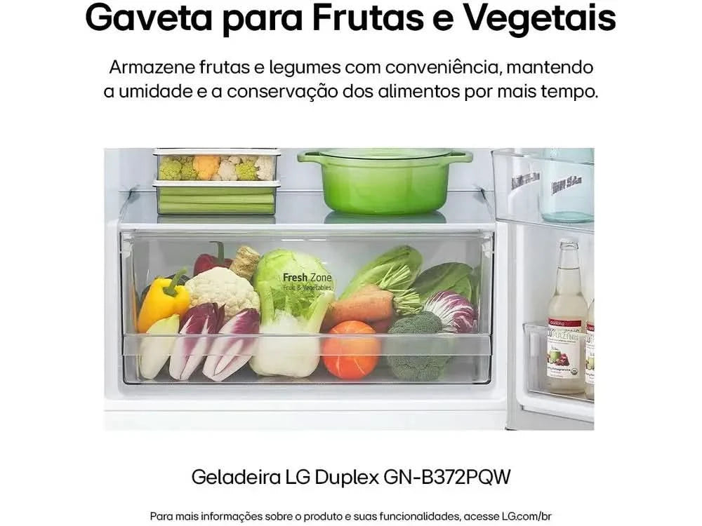 LG Frost Free White Duplex 375L GN-B372PQW - 110V Refrigerator/Cooler
