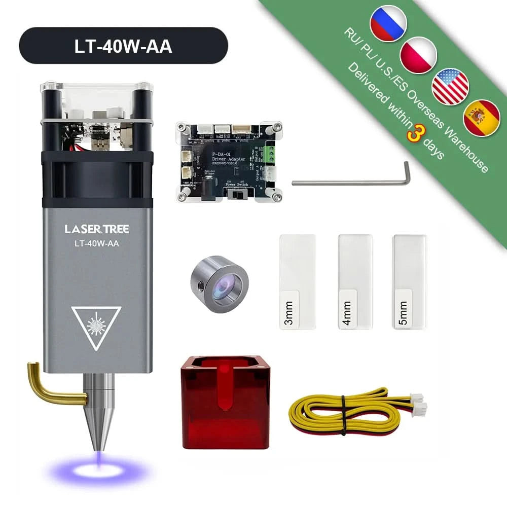LASER TREE Laser Module 4W 5W 10W Optical Power with Air Assist Laser Head 450nm TTL Blue Light Engraver Cutting Wood DIY Tools