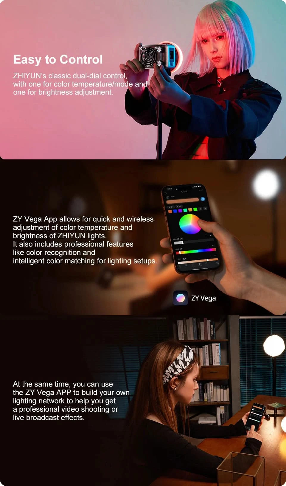 ZHIYUN MOLUS X60 RGB X60 Bicolor 60W COB Video Light LED Pocket Fill Lamp Portable Outdoor Photography Lighting for Shooting
