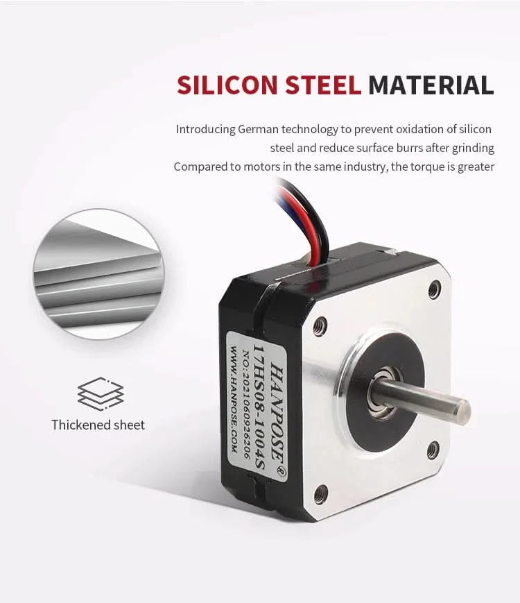 HANPOSE Nema17 stepper motor, torque 78 oz-in (52 N-cm), current 1.8 A. Models 17HS8401 17HS 2408 17HS3401S 17HS4401S 17HS6401S